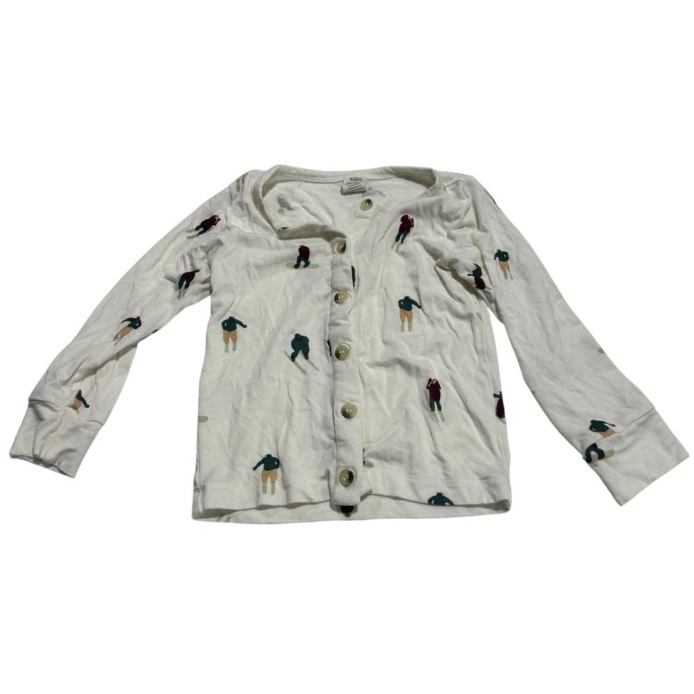 Kate Quinn Bamboo 18-24M Skier Novelty Print Button Up Long Sleeve Shirt